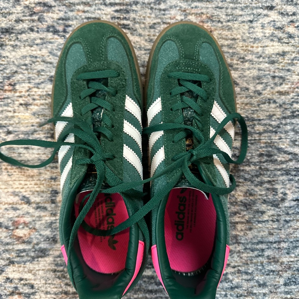 Adidas Forest Green Sneakers with White Stripes